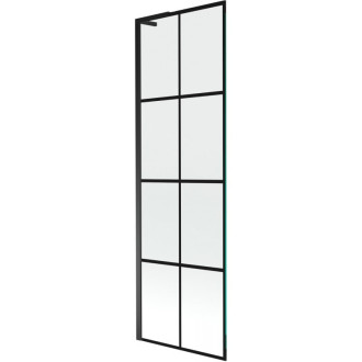 Vaňová zástena Mexen Next L s jedným krídlom 60 x 150 cm, čierny kockovaný vzor, čierna - 895-060-000-03-77-70