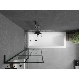 Vaňová zástena Mexen Next L s jedným krídlom 60 x 150 cm, čierny kockovaný vzor, čierna - 895-060-000-03-77-70