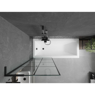 Vaňová zástena Mexen Next L s jedným krídlom 70 x 150 cm, čierny kockovaný vzor, čierna - 895-070-000-03-77-70