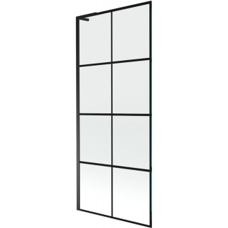 Vaňová zástena Mexen Next L s jedným krídlom 80 x 150 cm, čierny kockovaný vzor, čierna - 895-080-000-03-77-70