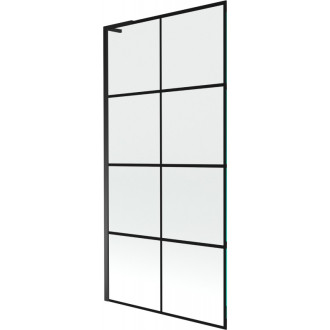 Vaňová zástena Mexen Next L s jedným krídlom 90 x 150 cm, čierny kockovaný vzor, čierna - 895-090-000-03-77-70