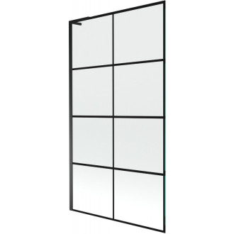 Vaňová zástena Mexen Next L s jedným krídlom 100 x 150 cm, čierny kockovaný vzor, čierna - 895-100-000-03-77-70
