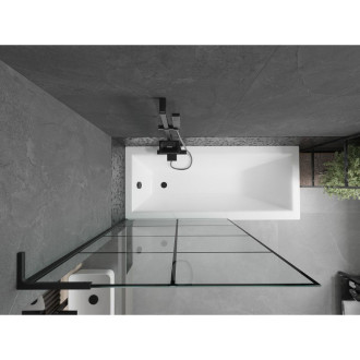 Vaňová zástena Mexen Next L s jedným krídlom 100 x 150 cm, čierny kockovaný vzor, čierna - 895-100-000-03-77-70