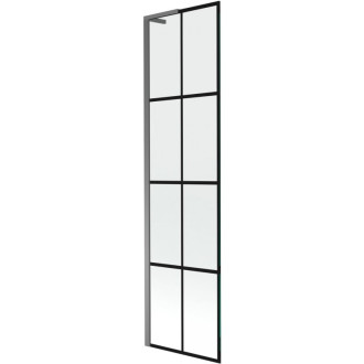 Vaňová zástena Mexen Next L s jedným krídlom 50 x 150 cm, čierna mriežka, strieborná - 895-050-000-03-77-95