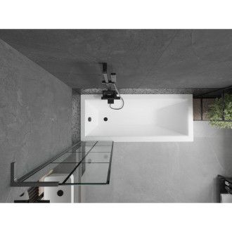 Vaňová zástena Mexen Next L s jedným krídlom 50 x 150 cm, čierna mriežka, strieborná - 895-050-000-03-77-95