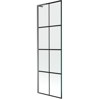 Vaňová zástena Mexen Next L s jedným krídlom 60 x 150 cm, čierna mriežka, strieborná - 895-060-000-03-77-95