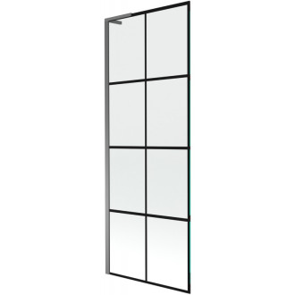 Vaňová zástena Mexen Next L s jedným krídlom 70 x 150 cm, čierna mriežka, strieborná - 895-070-000-03-77-95