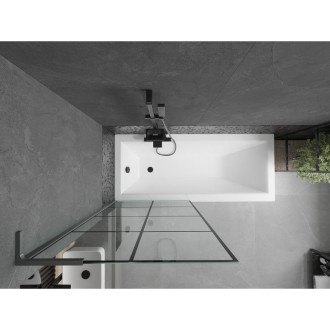 Vaňová zástena Mexen Next L s jedným krídlom 80 x 150 cm, čierna mriežka, strieborná - 895-080-000-03-77-95