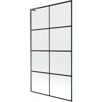 Vaňová zástena Mexen Next L s jedným krídlom 100 x 150 cm, čierna mriežka, strieborná - 895-100-000-03-77-95