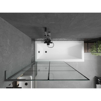 Vaňová zástena Mexen Next L s jedným krídlom 100 x 150 cm, čierna mriežka, strieborná - 895-100-000-03-77-95