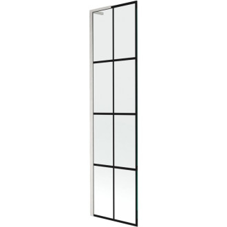 Vaňová zástena Mexen Next L s jedným krídlom 50 x 150 cm, čierna mriežka, kartáčovaný nikel - 895-050-000-03-77-97