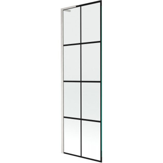 Vaňová zástena Mexen Next L s jedným krídlom 60 x 150 cm, čierna mriežka, kartáčovaný nikel - 895-060-000-03-77-97