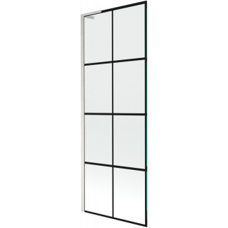 Vaňová zástena Mexen Next L s jedným krídlom 70 x 150 cm, čierna mriežka, kartáčovaný nikel - 895-070-000-03-77-97