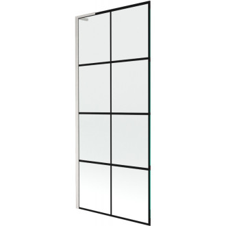 Vaňová zástena Mexen Next L s jedným krídlom 80 x 150 cm, čierna mriežka, kartáčovaný nikel - 895-080-000-03-77-97