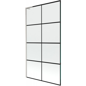Vaňová zástena Mexen Next L s jedným krídlom 100 x 150 cm, čierna mriežka, kartáčovaný nikel - 895-100-000-03-77-97