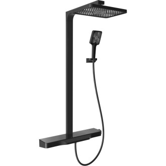 Sprchová súprava Mexen Zoom na montáž na povrch s dažďovou sprchovou hlavicou a batériou, čierna - 78101-70