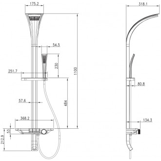 Sprchová súprava Mexen Sonic na montáž na povrch s dažďovou sprchovou hlavicou a batériou, čierna - 78110-70