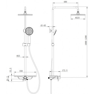 Sprchová súprava Mexen Frost na montáž na povrch s hlavicou Rain a batérií, čierna - 78111-70
