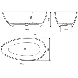 Voľne stojaca vaňa Mexen Imola z konglomerátu 170 x 88 cm, matný betón - 57281708561