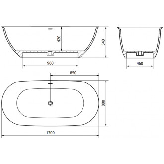 Voľne stojaca vaňa Mexen Siena z konglomerátu 170 x 80 cm, matná biela - 57291708000