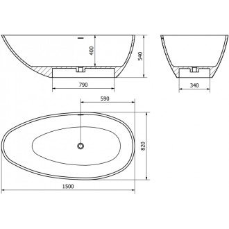 Voľne stojaca vaňa Mexen Milano z konglomerátu 150 x 82 cm, biely lesk - 57301508510