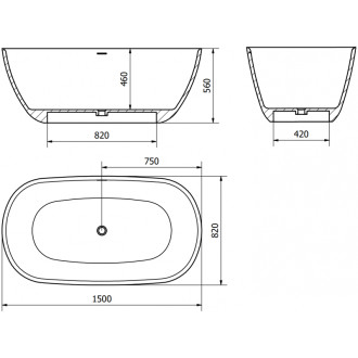 Voľne stojaca vaňa Mexen Como z konglomerátu 150 x 82 cm, matný betón - 57311508261