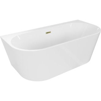 Voľne stojaca závesná vaňa Mexen Oval+ 170 x 80 cm, biela, zlatý prepad - 52681708000-50