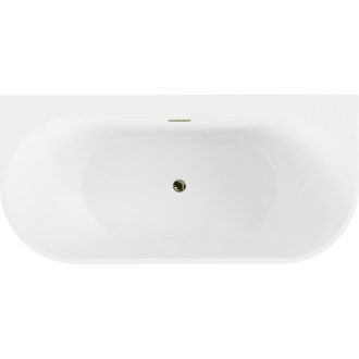Voľne stojaca závesná vaňa Mexen Oval+ 170 x 80 cm, biela, zlatý prepad - 52681708000-50