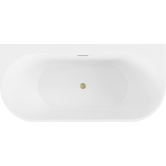 Voľne stojaca závesná vaňa Mexen Oval+ 170 x 80 cm, biela, prepad kartáčovaný zlatý - 52681708000-55