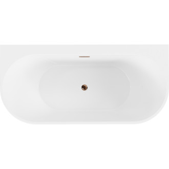 Voľne stojaca závesná vaňa Mexen Oval+ 170 x 80 cm, biela, ružovo-zlatý prepad - 52681708000-60