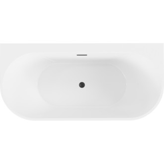 Voľne stojaca závesná vaňa Mexen Oval+ 170 x 80 cm, biela, čierny prepad - 52681708000-70