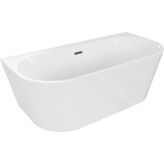 Voľne stojaca závesná vaňa Mexen Oval+ 170 x 80 cm, biela, prepad vo farbe delového kovu - 52681708000-95