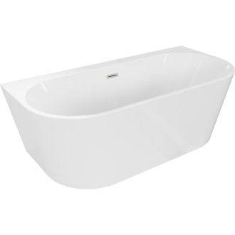 Voľne stojaca závesná vaňa Mexen Oval+ 170 x 80 cm, biela, prepad kartáčovaný nikel - 52681708000-97