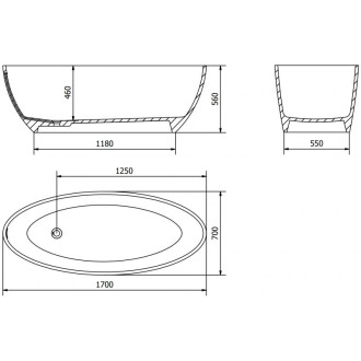Voľne stojaca vaňa Mexen Prato z konglomerátu 170 x 70 cm, matná biela - 57251707000