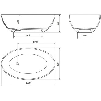 Voľne stojaca vaňa Mexen Prato z konglomerátu 170 x 100 cm, matná biela - 57251701000