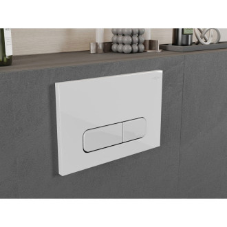 Pneumatické splachovacie tlačidlo Mexen Fenix Air 02, lesklé biele - 6A0200