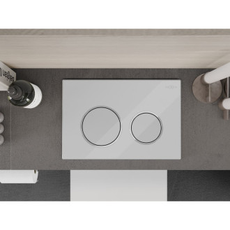 Pneumatické splachovacie tlačidlo Mexen Fenix Air 07 XS, lesklé biele - 6A0700