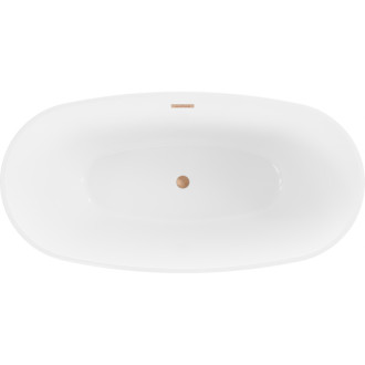 Voľne stojaca vaňa Mexen Eris 180 x 95 cm, biela, prepad z kartáčovanej medi - 53441809500-65