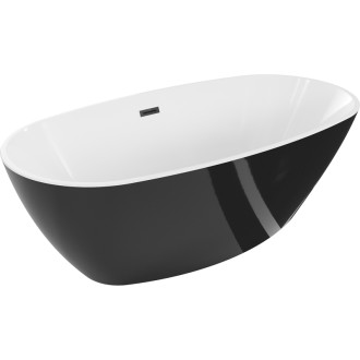 Voľne stojaca vaňa Mexen Eris 180 x 95 cm, biela/čierna, čierny prepad - 53441809575-70