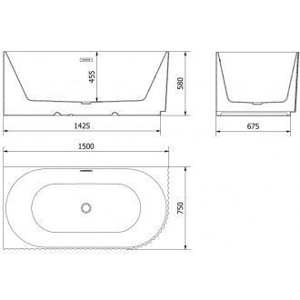 Voľne stojaca rohová vaňa Mexen Gia s drážkovaným prepadom ľavá 150 x 75 cm, lesklá biela, prepad kartáčovaný zlatý - 52701507500L-55