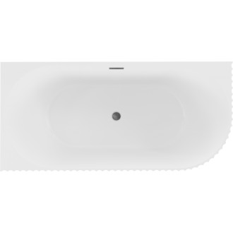 Voľne stojaca rohová vaňa Mexen Gia, drážkovaná, ľavá, 150 x 75 cm, matná biela, kartáčovaný prepad vo farbe gun gray - 52701507501L-66