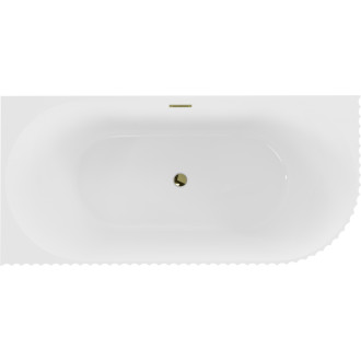Voľne stojaca rohová vaňa Mexen Gia, drážkovaná, ľavá, 170 x 80 cm, lesklá biela, zlatý prepad - 52701708000L-50