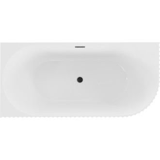 Voľne stojaca rohová vaňa Mexen Gia s drážkovaným uzáverom ľavá 170 x 80 cm, lesklá biela, čierny prepad - 52701708000L-70