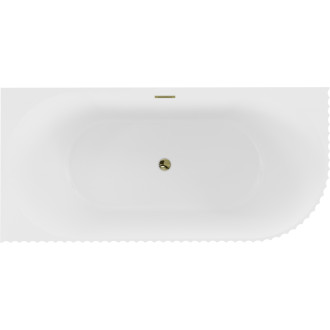 Voľne stojaca rohová vaňa Mexen Gia, drážkovaná, ľavá, 170 x 80 cm, matná biela, zlatý prepad - 52701708001L-50