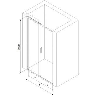 Posuvné sprchové dvere Mexen Exo 150 cm, priehľadné, chróm - 8151-150-000-01-00