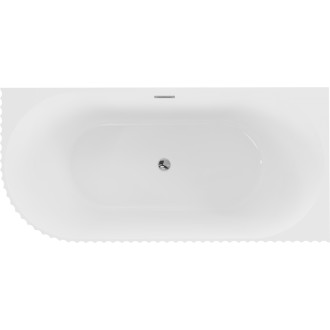 Voľne stojaca rohová vaňa Mexen Gia, drážkovaná, pravá, 150 x 75 cm, lesklá biela, chrómovaný prepad - 52701507500P-01