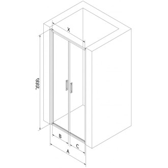 Sprchové dvere Mexen Exo s dvojitými pántami 80 cm, priehľadné, chróm - 814-080-000-01-00