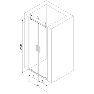 Sprchové dvere Mexen Exo s dvojitými pántami 70 cm, priehľadné, čierne - 8182-070-000-70-00