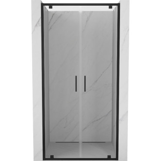 Sprchové dvere Mexen Exo s dvojitými pántami 100 cm, priehľadné, čierne - 8182-100-000-70-00