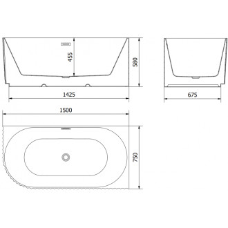 Voľne stojaca rohová vaňa Mexen Gia s drážkovaným prepadom pravá 150 x 75 cm, matná čierna, prepad kartáčovaný zlatý - 52701507571P-55